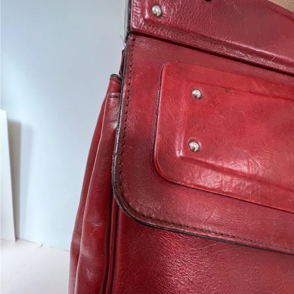 YSL TOM FORD SAINT LAUREN Red Cherry Vintage leather bag Sz L - Picture 9 of 12